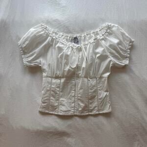 With jean white babydoll cotton blouse